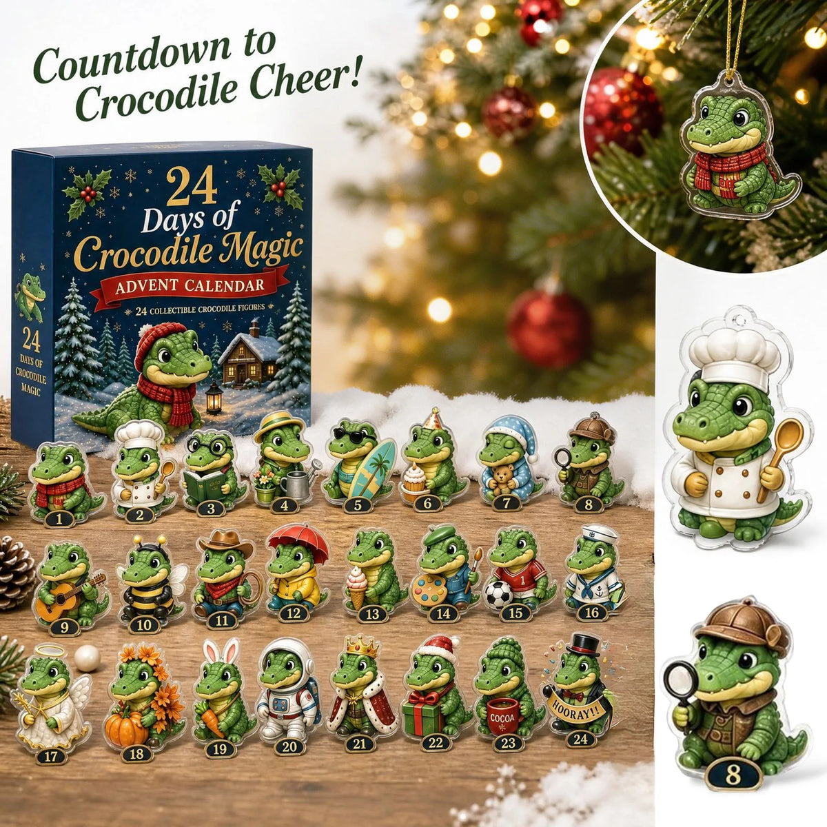 Joukje | Adventskalender Weihnachtsgeschenke mit 24 Acryl-Anhängern