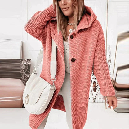 Riet | Strickjacke Damen Lang mit Kapuze Oversized