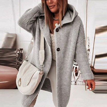 Riet | Strickjacke Damen Lang mit Kapuze Oversized