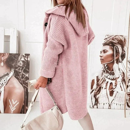 Riet | Strickjacke Damen Lang mit Kapuze Oversized