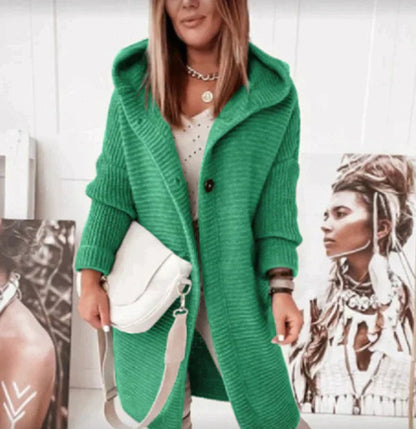Riet | Strickjacke Damen Lang mit Kapuze Oversized