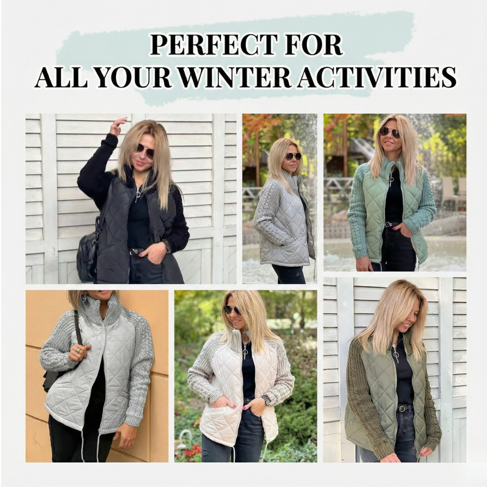 Ronja | Winterjacke für Damen, gestepptes Patchwork-Design