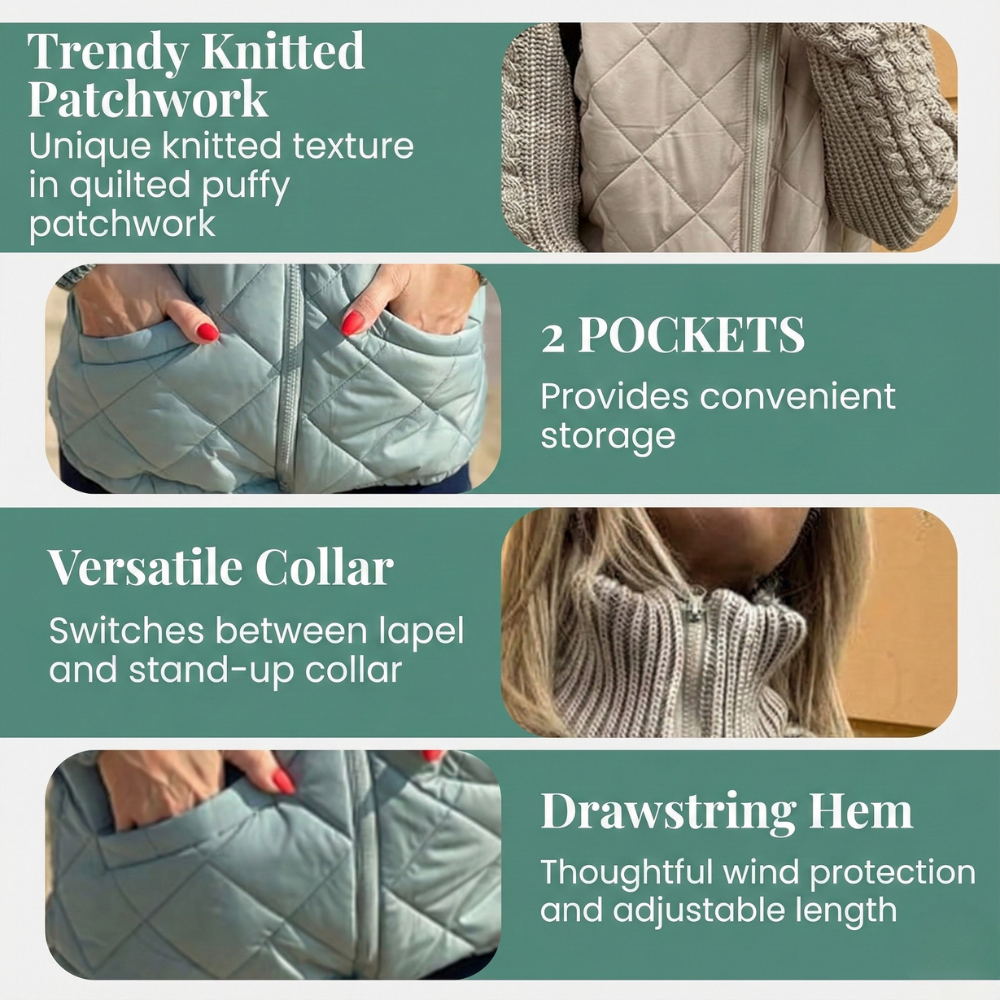 Ronja | Winterjacke für Damen, gestepptes Patchwork-Design