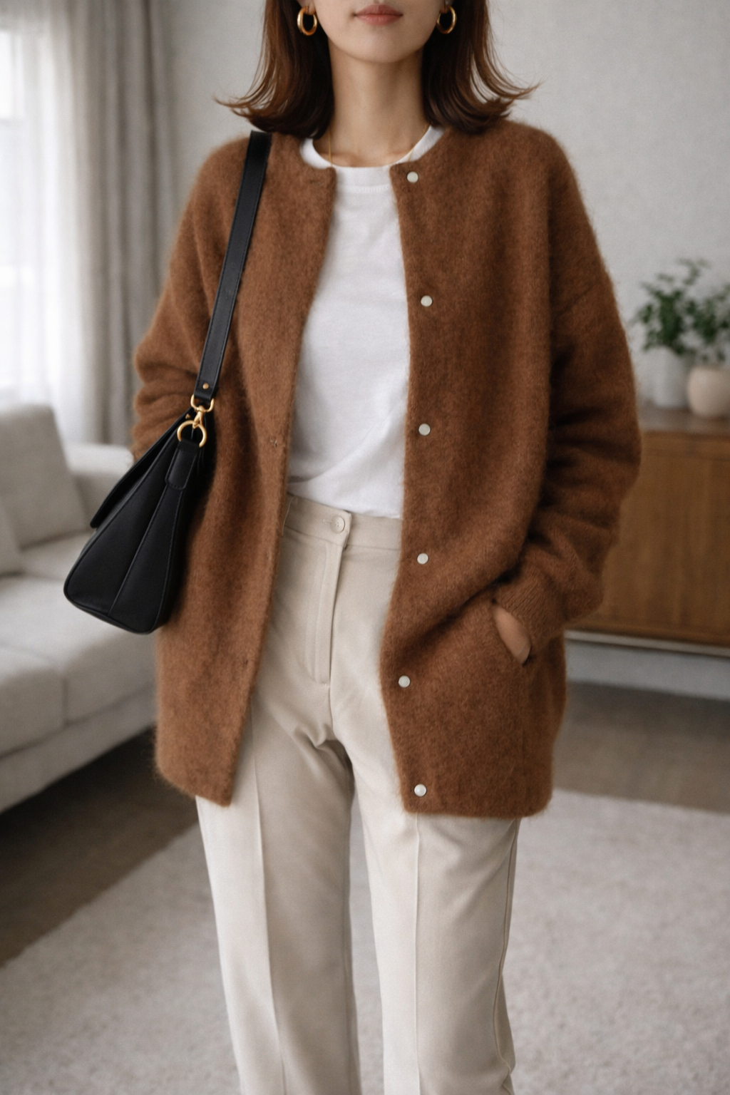 Ida | Strukturierte Strickjacke mit Knopfleiste und Rundhalsausschnitt für Damen