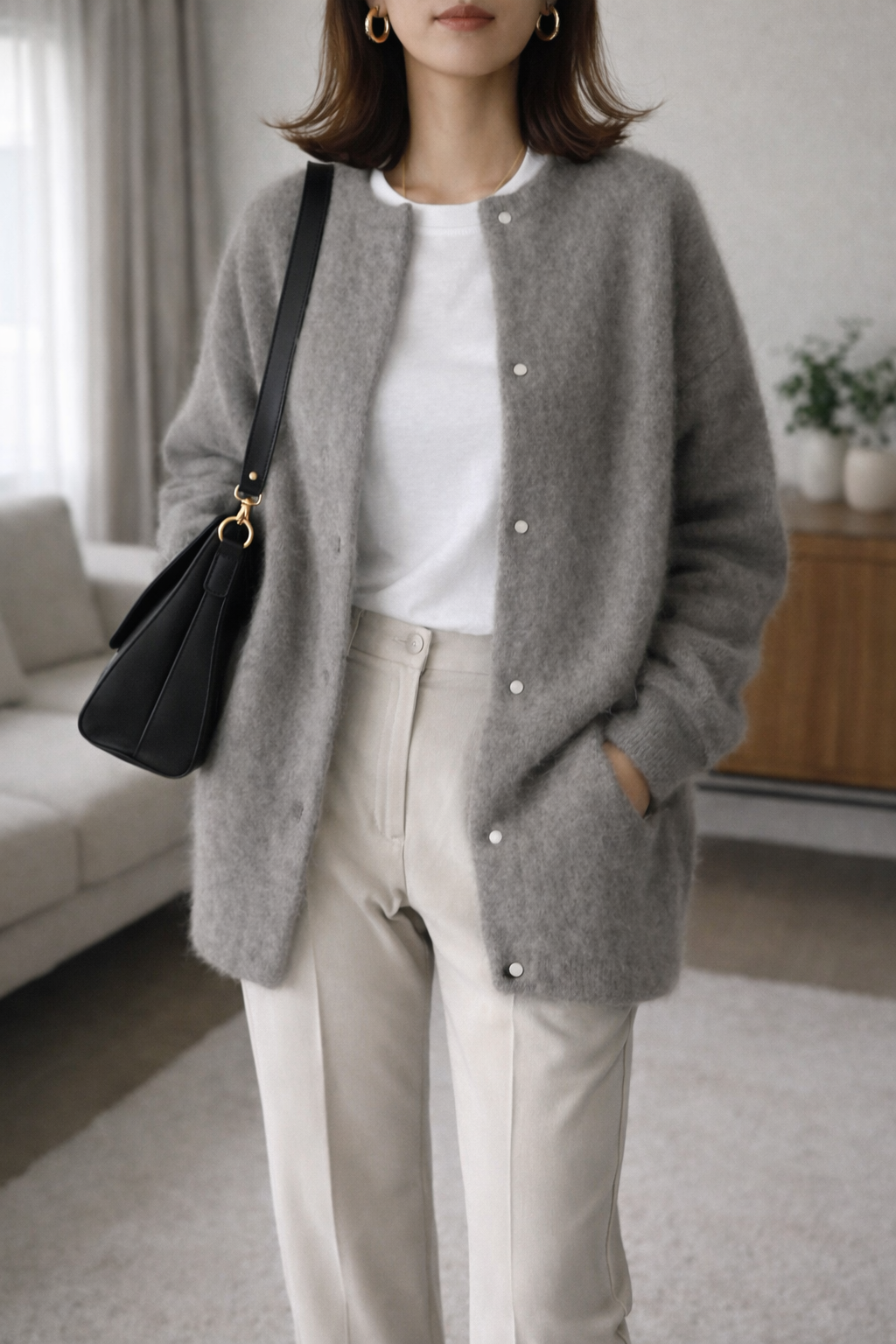 Ida | Strukturierte Strickjacke mit Knopfleiste und Rundhalsausschnitt für Damen