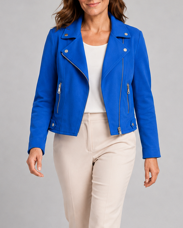 Beatrice | Kurze Bikerjacke mit Reverskragen für Damen