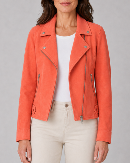 Beatrice | Kurze Bikerjacke mit Reverskragen für Damen
