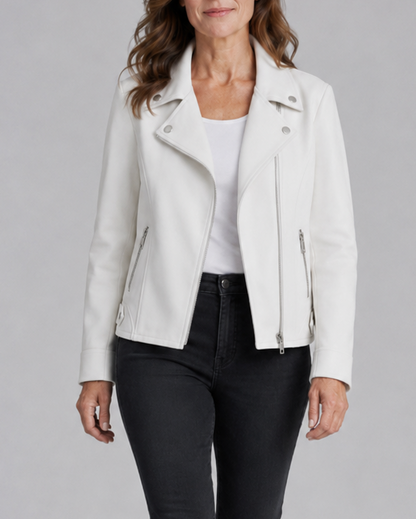 Beatrice | Kurze Bikerjacke mit Reverskragen für Damen