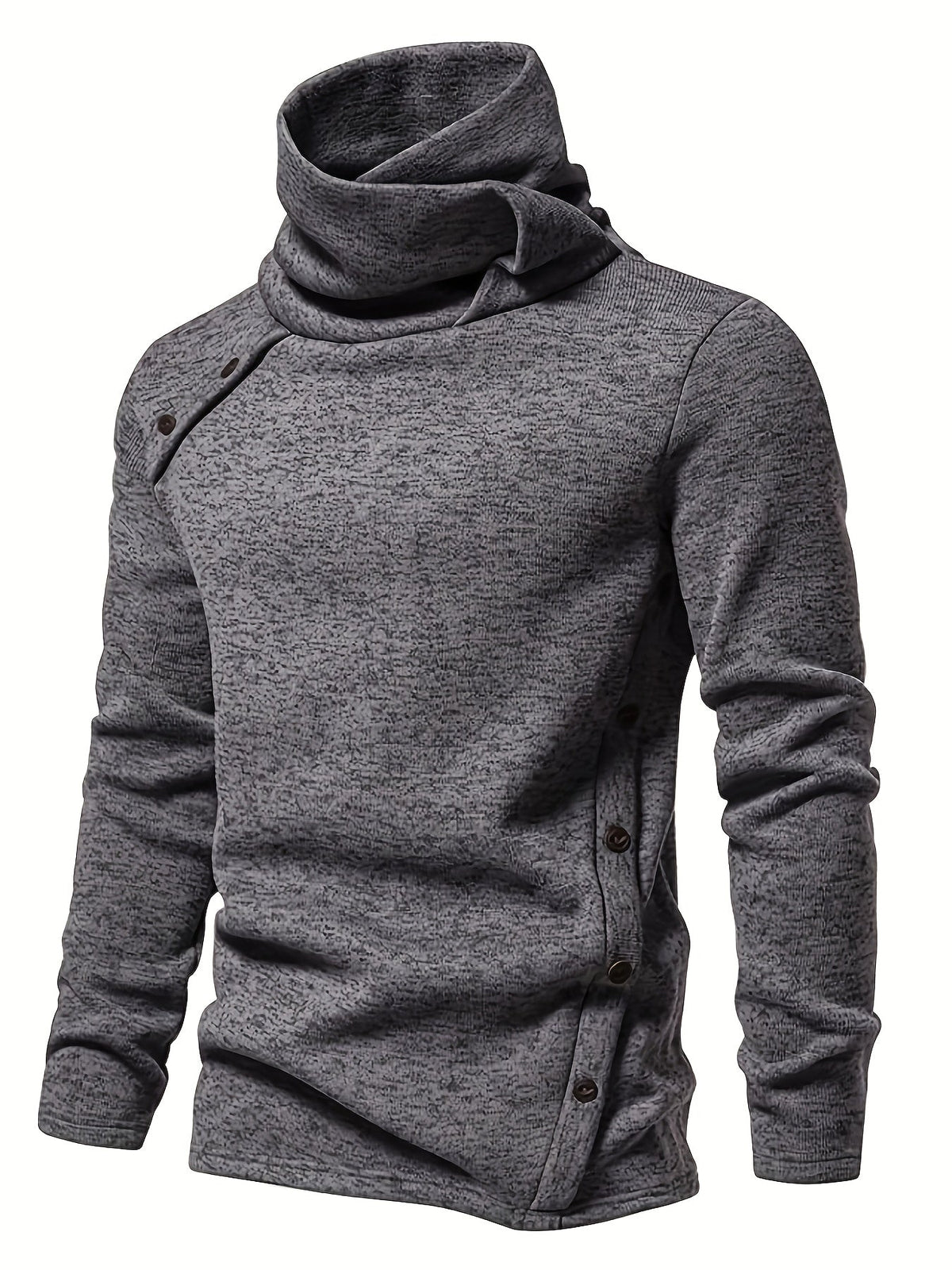 Emmanuel | Herren Strickpullover mit Knopfleiste Stehkragen