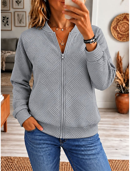 Estelle | Damen Bomberjacke mit Zopfmuster und Reißverschluss