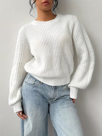 Johanna | Damen Grobstrick Pullover mit Rundhalsausschnitt Langarm