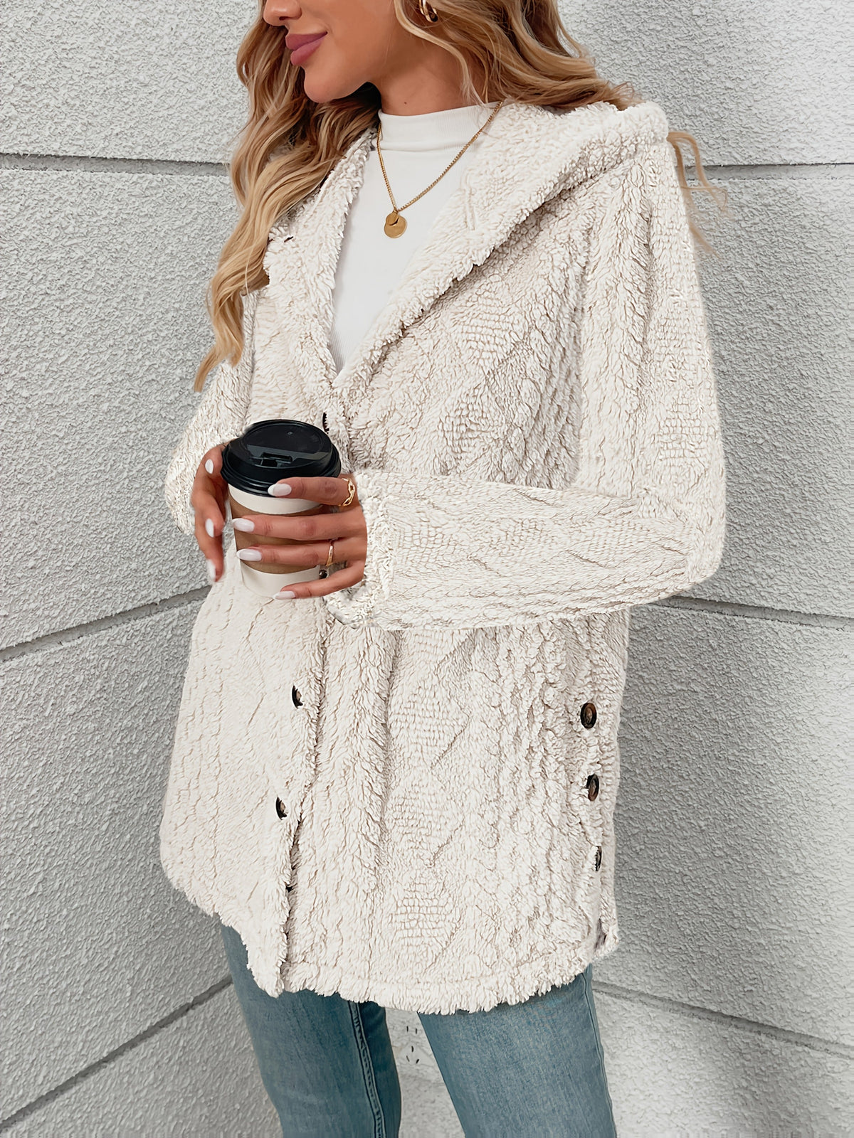 Edwina | Winterjacke für Damen, oversized mit Zopfmuster
