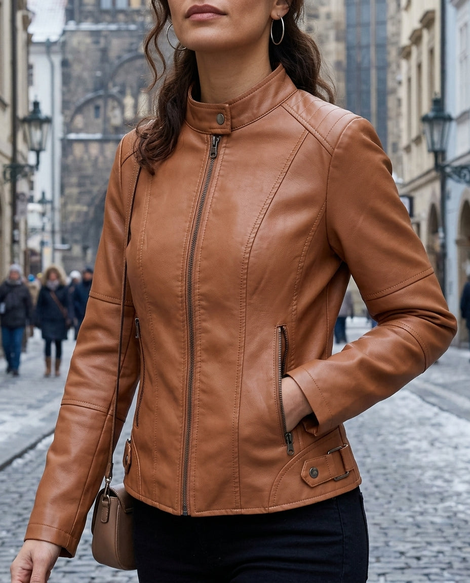 Iben | Taillierte Bikerjacke mit Stehkragen für Damen