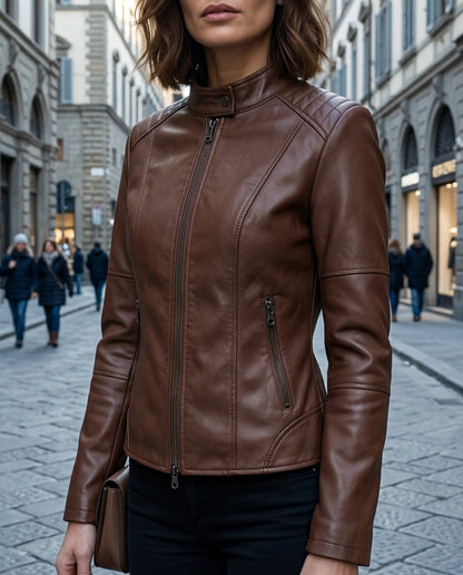 Iben | Taillierte Bikerjacke mit Stehkragen für Damen