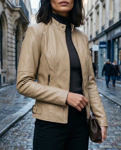 Iben | Taillierte Bikerjacke mit Stehkragen für Damen