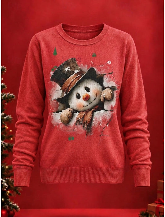 Trientje | Weihnachtspullover Damen mit Motivdruck Rundhals