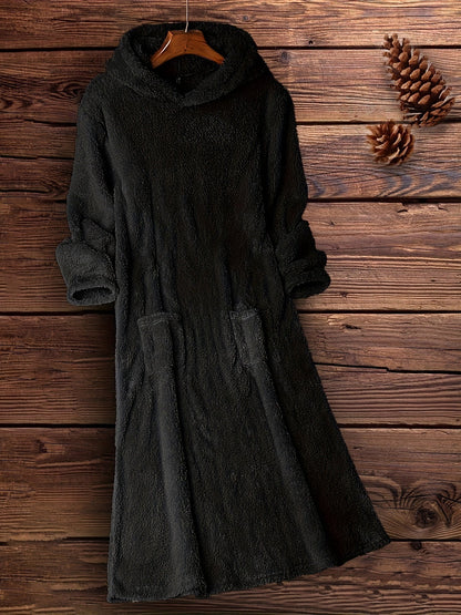 Karlijn | Kuschelige Kapuzenkleid Langarm mit Taschen für Damen