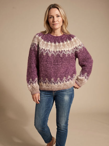 Pernille | Weihnachtspullover Damen Jacquard Rundhals Strick