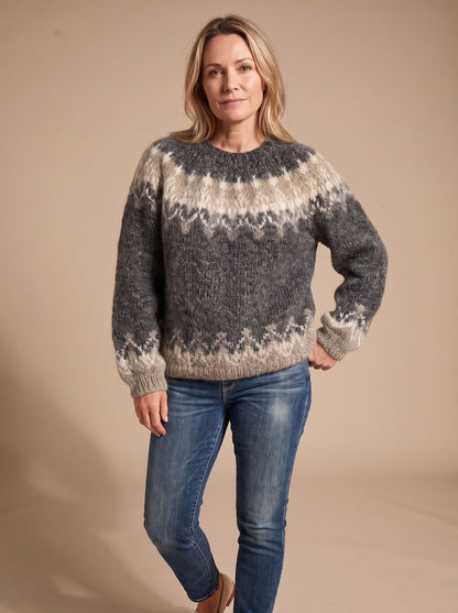Pernille | Weihnachtspullover Damen Jacquard Rundhals Strick