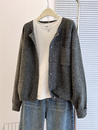 Erika | Damen Cardigan mit Knopfleiste und Pattentaschen