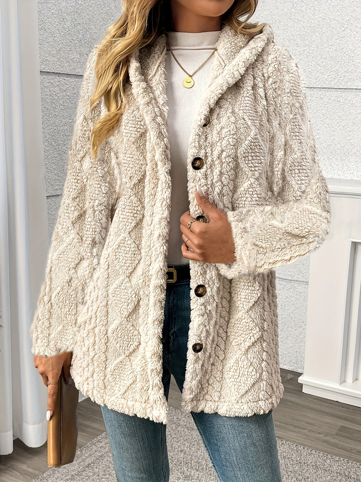 Edwina | Winterjacke für Damen, oversized mit Zopfmuster