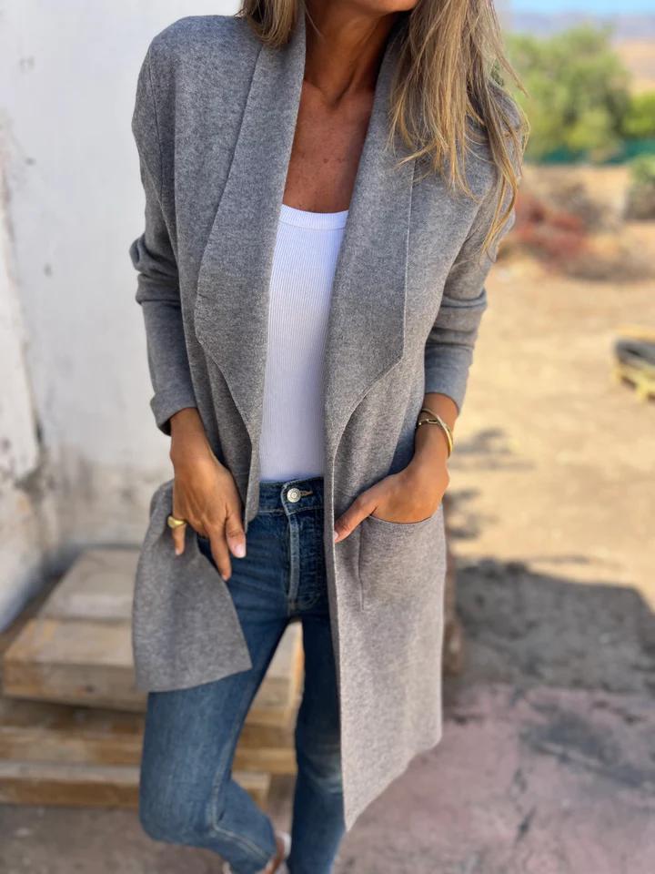 Sussi | Offene Longline Strickjacke mit Taschen für Damen