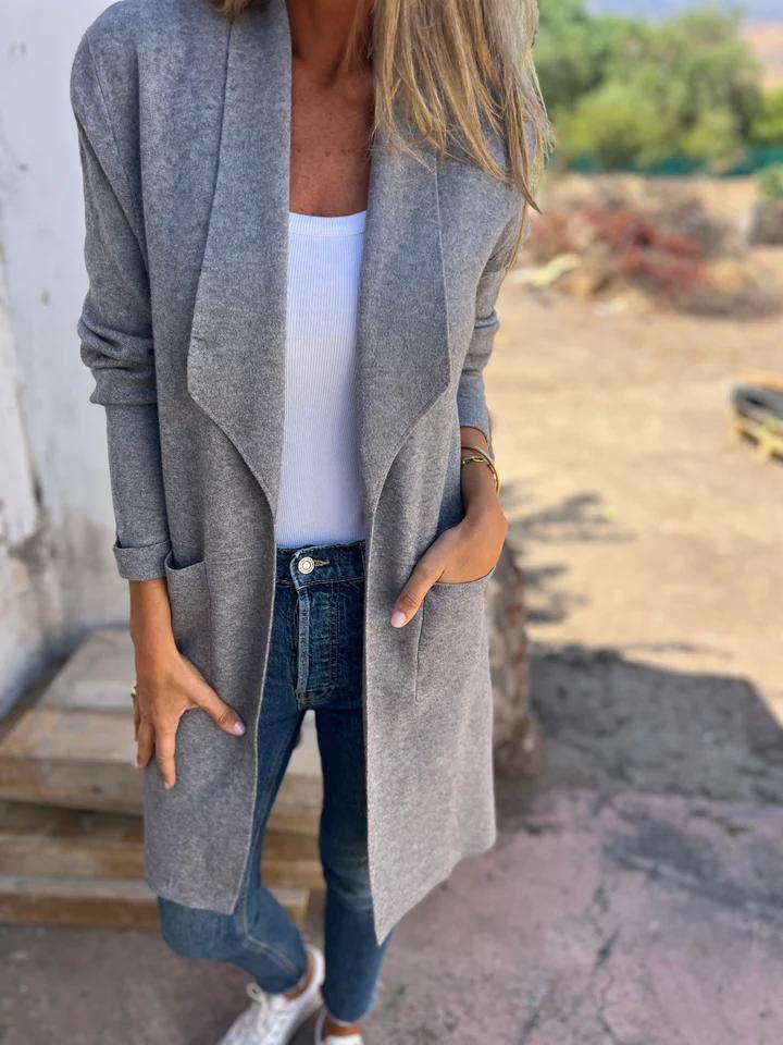 Sussi | Offene Longline Strickjacke mit Taschen für Damen