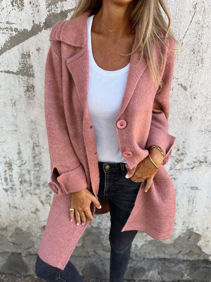 Aleah | Damen Strickjacke lang mit offenem Revers