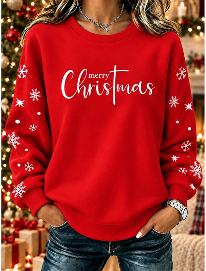 Feikje | Weihnachtspullover mit Schriftzug und Schneeflocken Damen