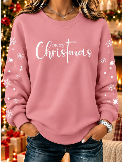 Feikje | Weihnachtspullover mit Schriftzug und Schneeflocken Damen