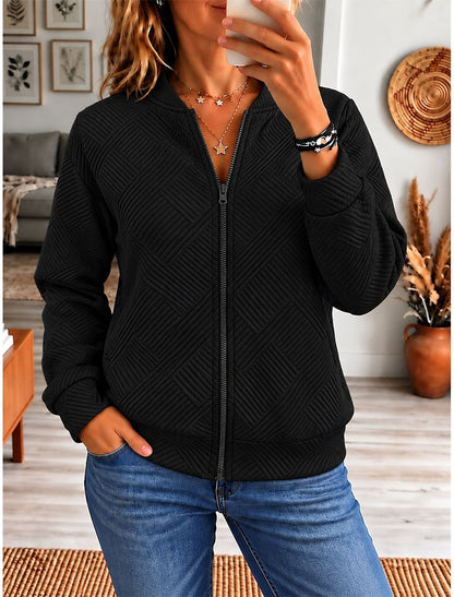 Estelle | Damen Bomberjacke mit Zopfmuster und Reißverschluss