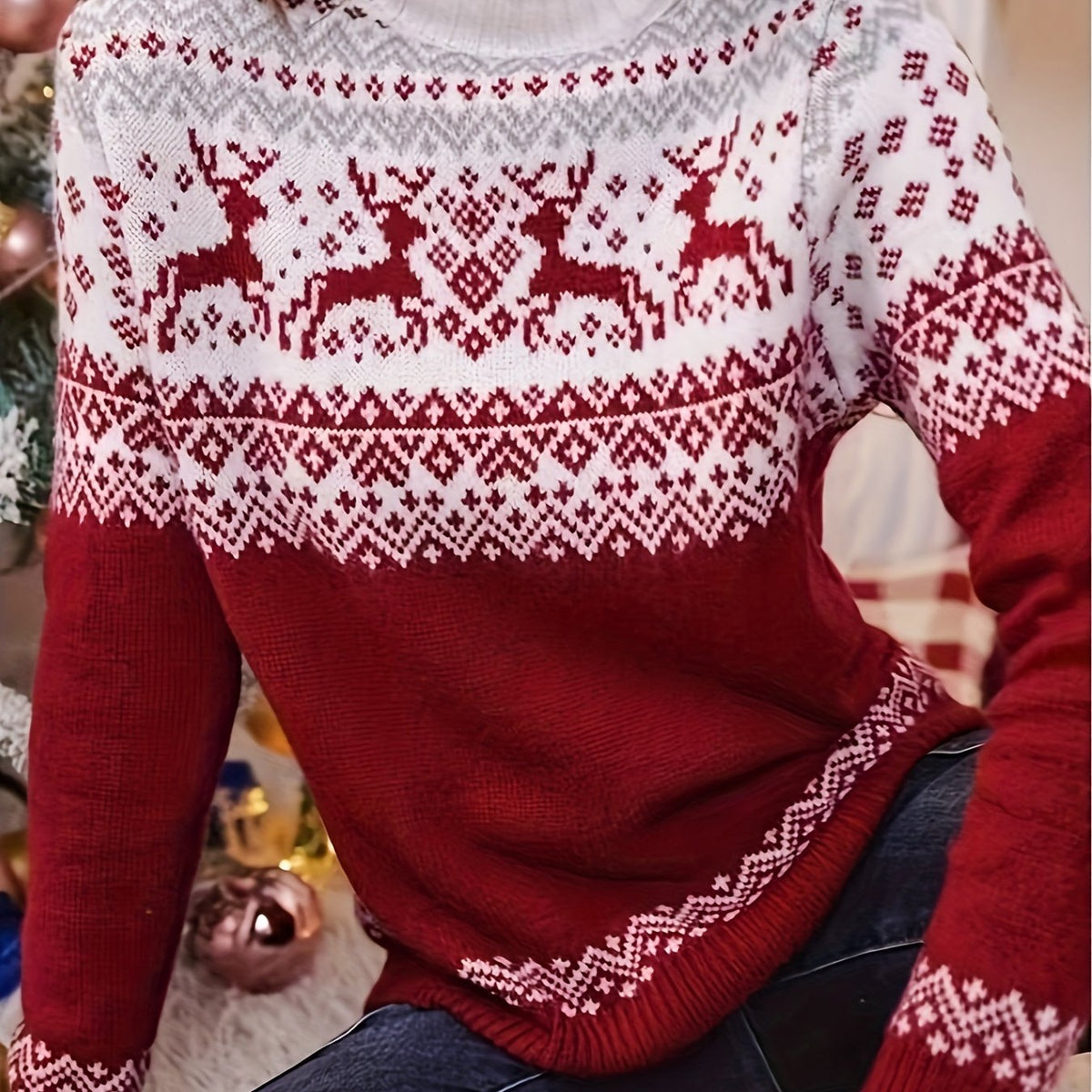 Caitlyn | Weihnachtspullover mit Rentier-Muster