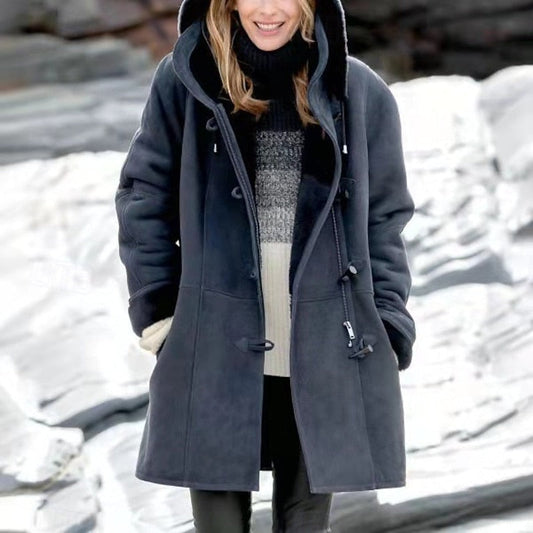 Juliette | Wintermantel Damen mit Kapuze und Knopfleiste