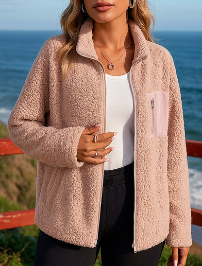 Florence | Winterjacke Damen Fleece mit Stehkragen Reißverschluss
